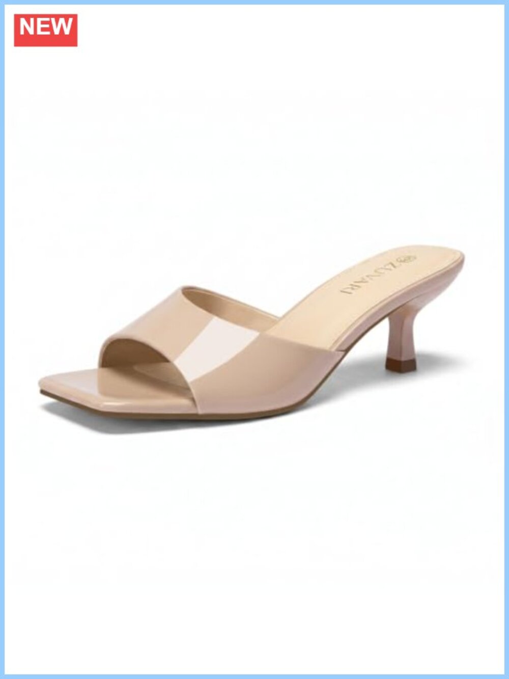 Kitten Heel Sandals Square Open Toe 2 Inch Low Heel Mules Slip-On Dressy Slides